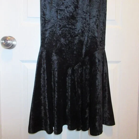 Rare Vintage Lip Service Crushed Velvet Mermaid Fishtail Morticia Skirt Black Sm - Picture 4 of 12
